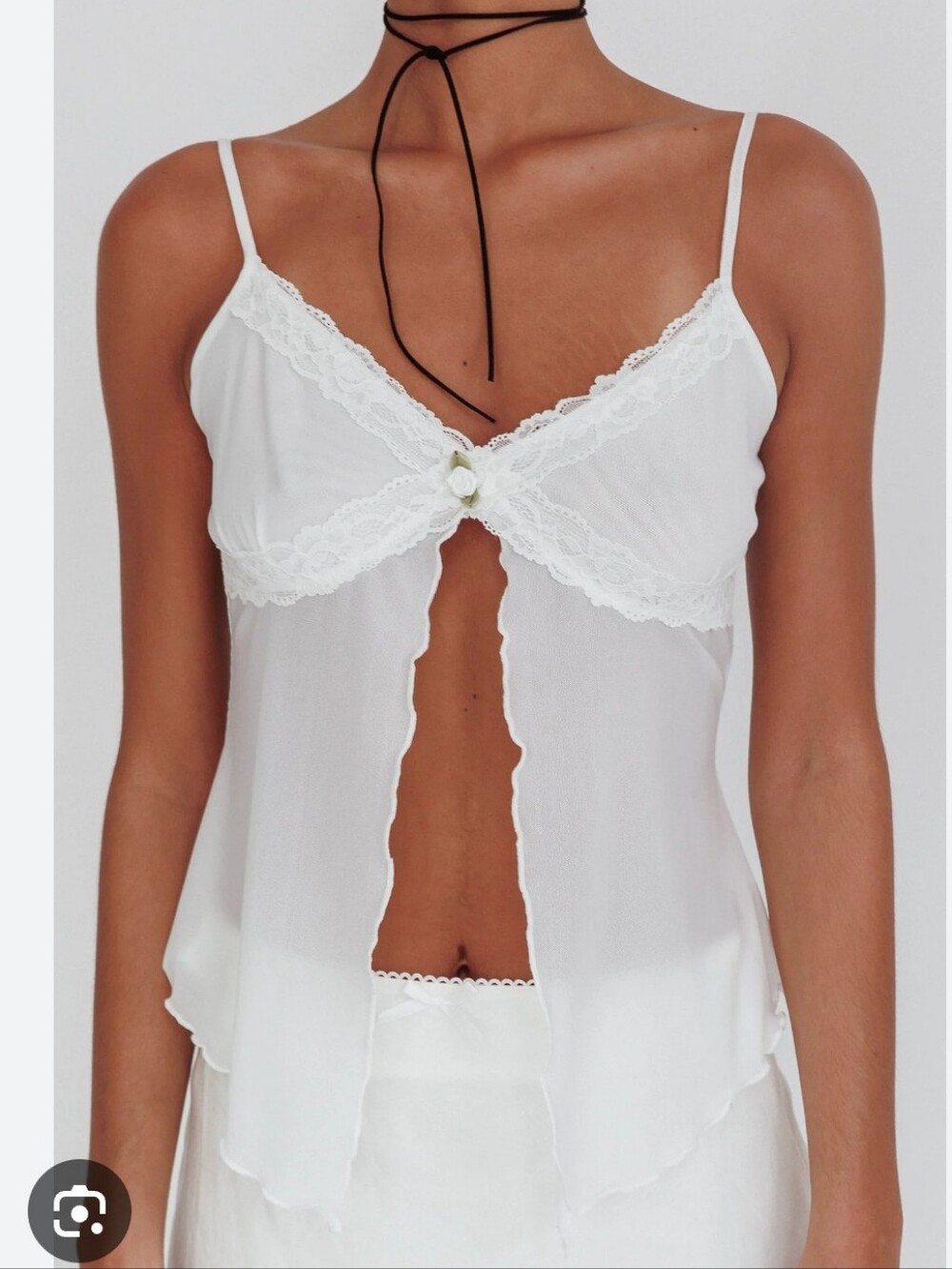 Emory Park White Lace-Trim Camisole